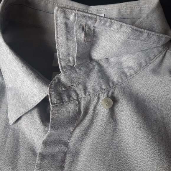 Calvin Klein SZ M Slim Fit Gray 100% Cotton Men's Button Down Shirt - Picture 6 of 13